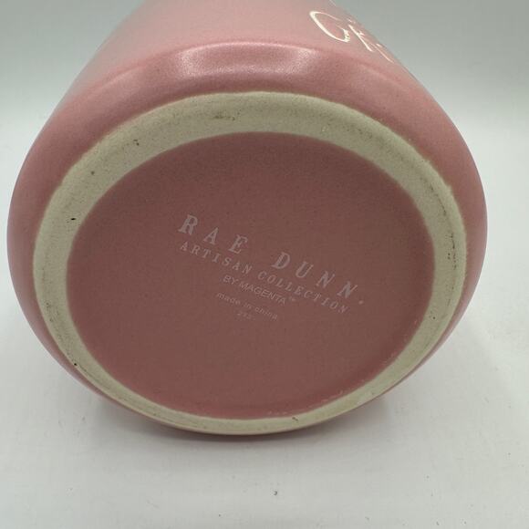 Rae Dunn RELAX AND GROW Flower & Vase Image on Back Pink Planter. 3.5” - Picture 6 of 7